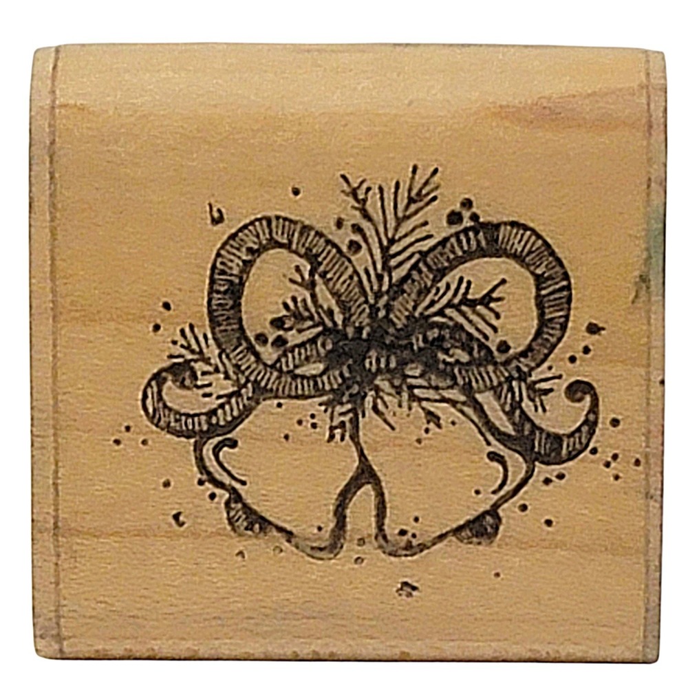 VTG‎ 80s DOTS Jingle Bells Rubber Stamp C146 1.5" 1989 Christmas Wood Mounted